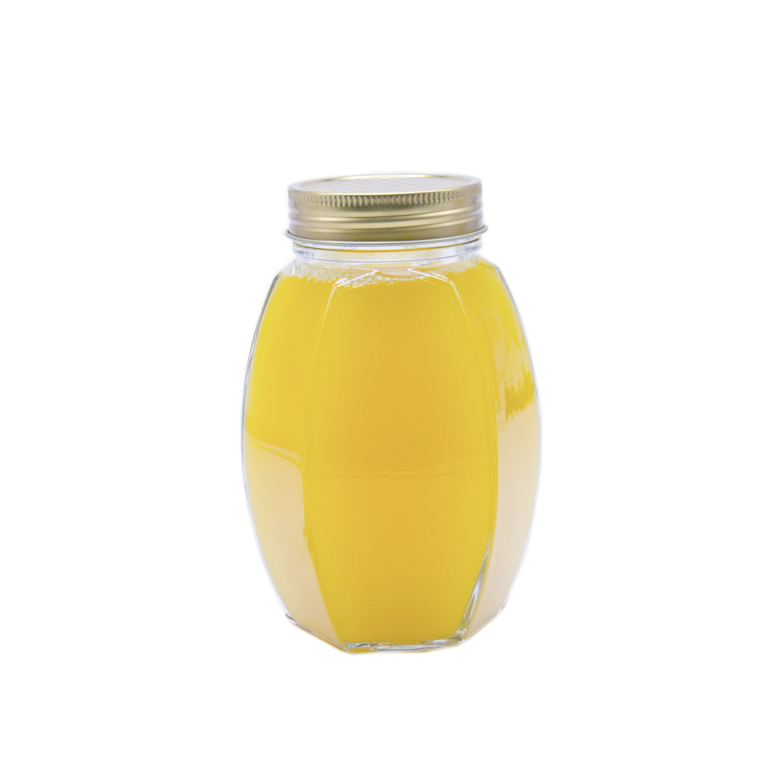 High Quality 500ml 750ml  Tall Thin Hexagon Shape Honey Jam Pickles Glass Jar  With Plastic Round