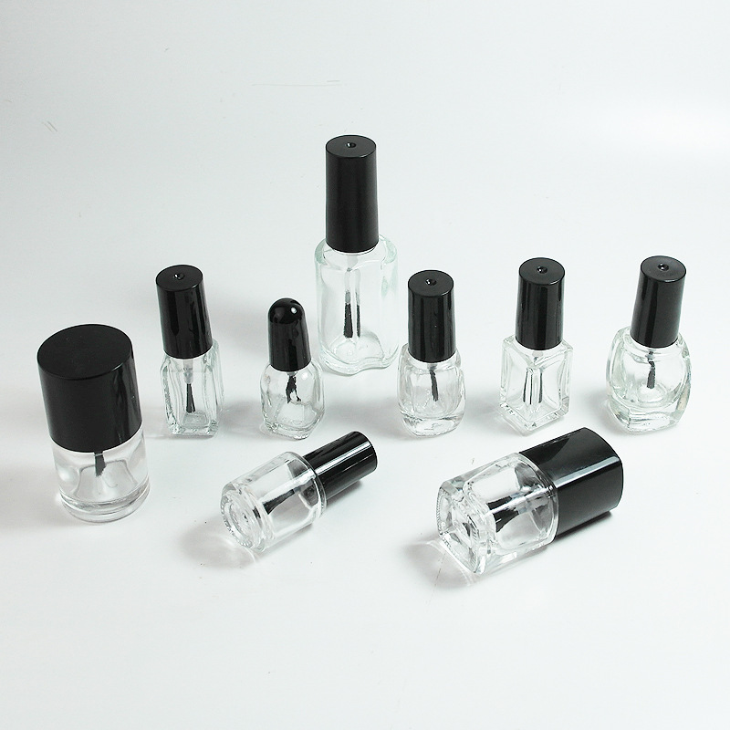 Free Sample Customized 5ML 15ML  Square Glass Nail Polish Paint Gel Bottle With Brush