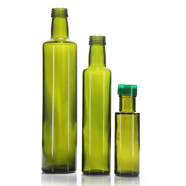 125 Ml 250 Ml 500 Ml 750 Ml 1000 Ml Green Color Clear Glass Square Round Olive Oil Bottles