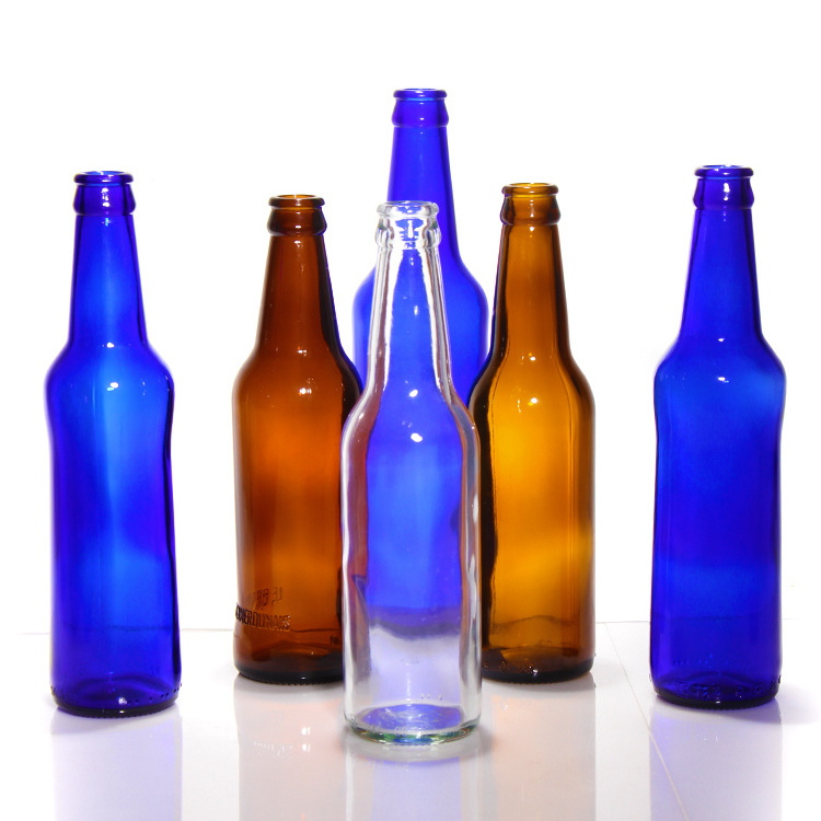 Wholesale Best Selling Recyclable 330ml Cobalt Blue Amber Glass Beer Bottle With Crown Top