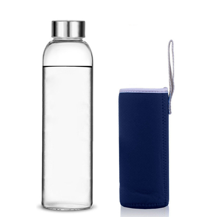 Oem Odm Bouteille Cylinder 750ml Reusable Glass Water Bottle For Drinking With Time Marker