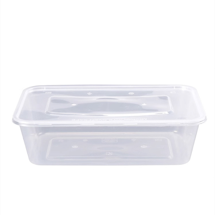 500Ml 650Ml Wholesale Transparent Square Pp Plastic Microwave Disposable Food Container With Lid