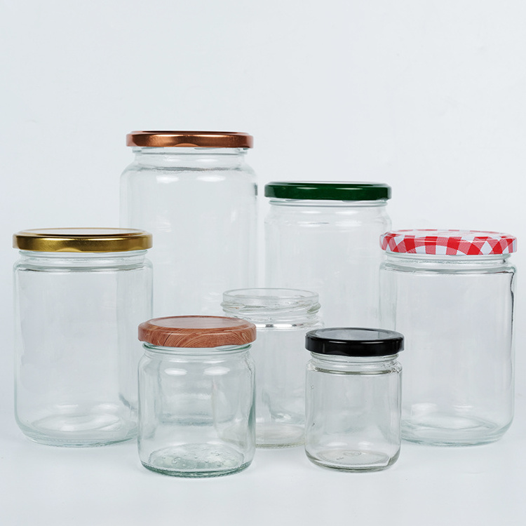 Custom Label Food Container Storage Clear 450Ml 250Ml Frasco De Vidrio Honey Glass Jam Jar With Lids