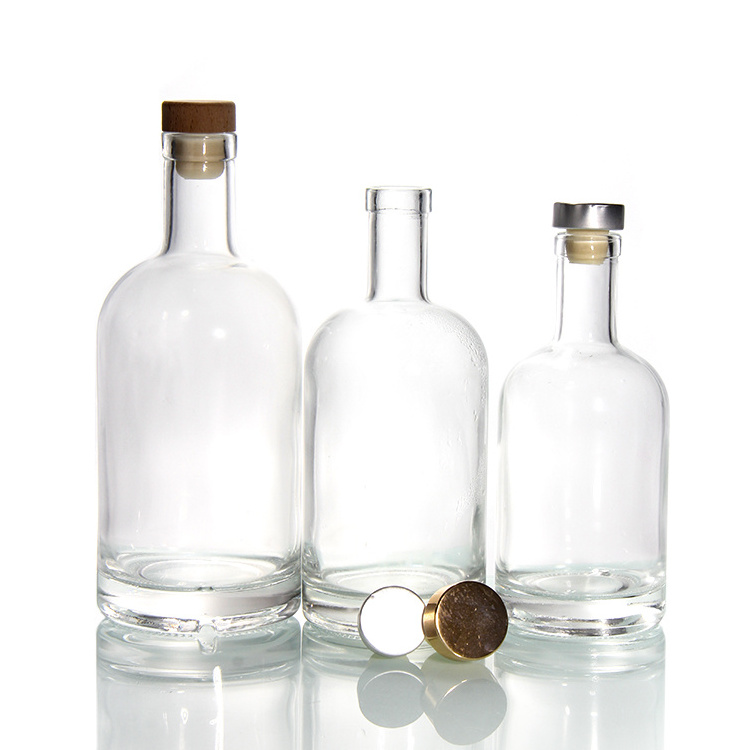 Wholesale 375ml  500ml  750ml 1000m Clear Empty Glass Vodka/Spirit/Liquor/ Wine Bottle  With Lid