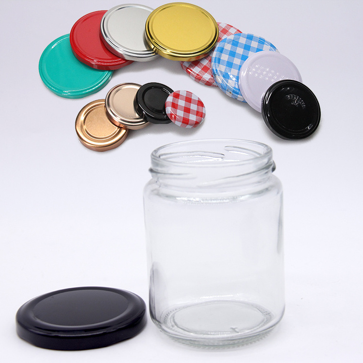 8 Ounce Round Wide Mouth Airtight Glass Jar With Split Tops Lid For Canning Honey Food Storage