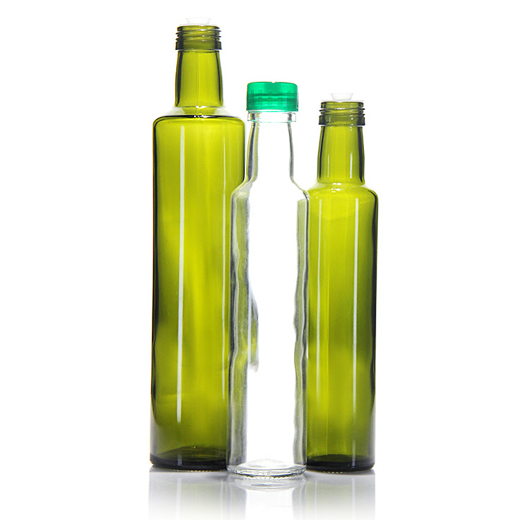 125 Ml 250 Ml 500 Ml 750 Ml 1000 Ml Green Color Clear Glass Square Round Olive Oil Bottles