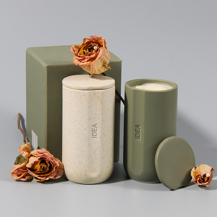 Wholesale High Quality Beige Candles Private Label Scented Ceramic Candle Luxury