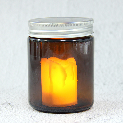 Amber Colored Unique Custom Glass Candle Jars With Metal Lid Transparent Candle Glass Holder With Lid