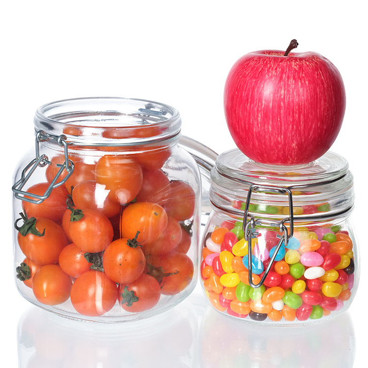 Wide Mouth Glass Small Candy Canning Jar With Wire Snap Lid Favor Swing Top Container For Spices Herbs