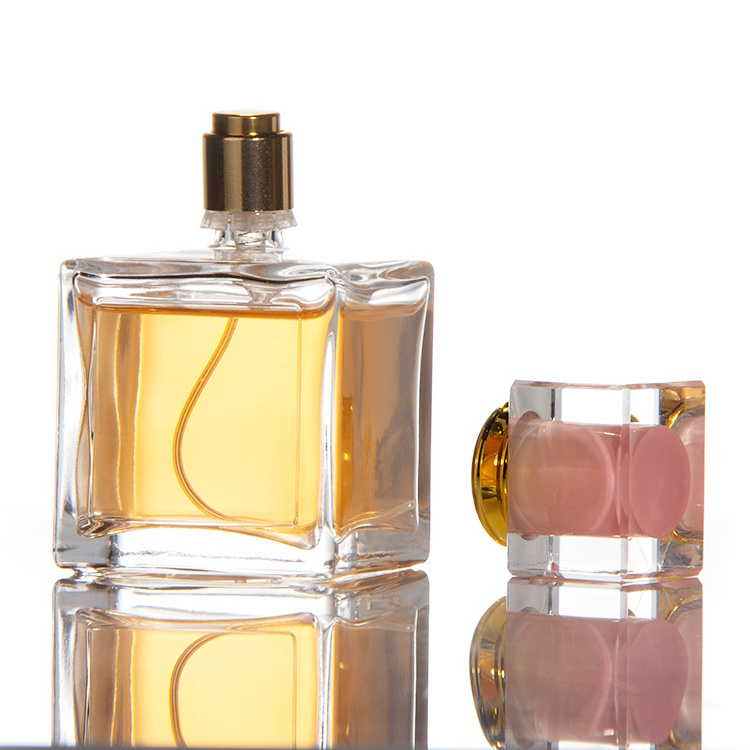 30ml 50ml Luxury Square Pink Glass Spray Bottle Flacon De Parfum Perfume Bottle