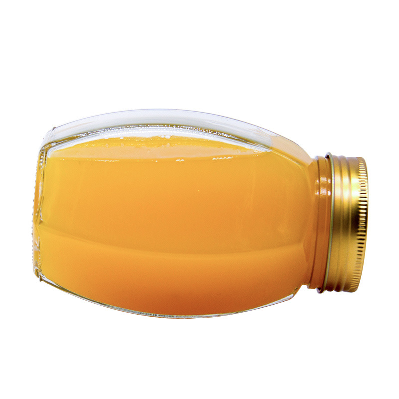 High Quality 500ml 750ml  Tall Thin Hexagon Shape Honey Jam Pickles Glass Jar  With Plastic Round