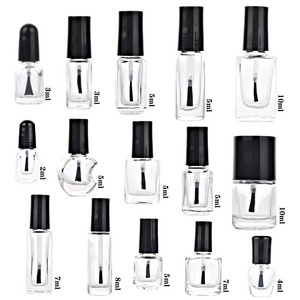 Free Sample Customized 5ML 15ML  Square Glass Nail Polish Paint Gel Bottle With Brush