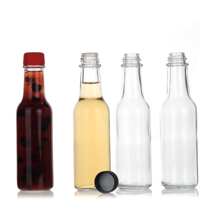 Factory Stock 100 Ml 150 Ml 250 Ml Empty Glass Hot Sauce Woozy Bottle Chili Bottles With Screw Plastic Cap