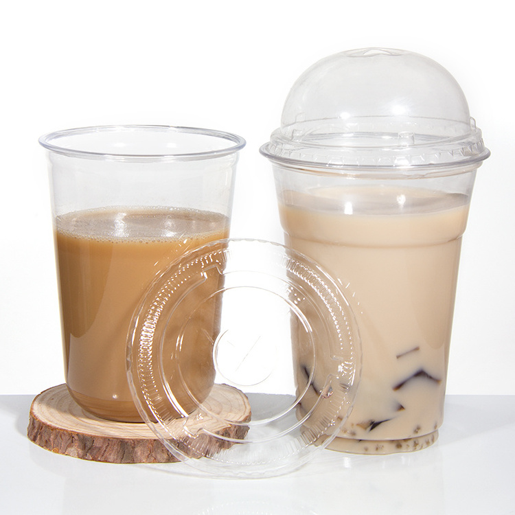 Factory Price 14 16 24 Oz U Shape Transparent Disposable Plastic Cup Bubble Tea Cup With Dome Lid