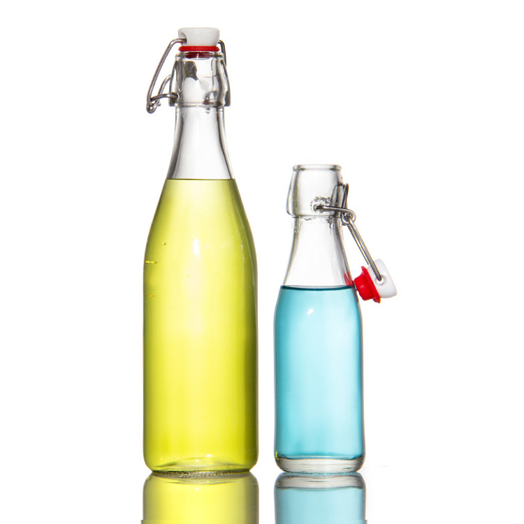 Top Selling Empty 250ml 500ml 750ml Glass Bottle with Easy Swing Snap Cap For Beverage Juice Beer Vodka Whiskey Oil