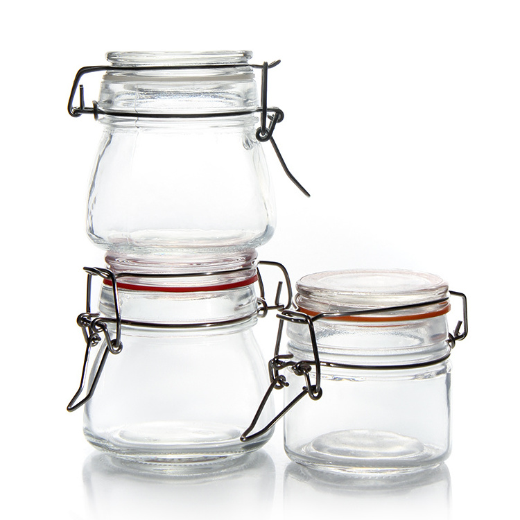 Custom Label Empty Coffee Glass Clamp Jar With Clamp Lids