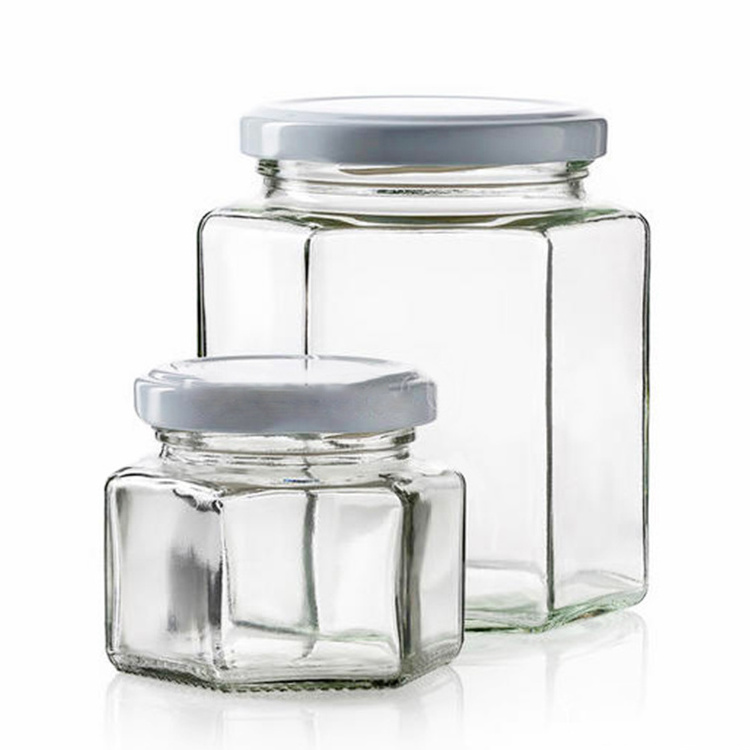 Free Sample/ Custom 1.5Oz  6 Oz 12 Oz 16 OZ Honey Hexagon Glass Jars With Metal Lid