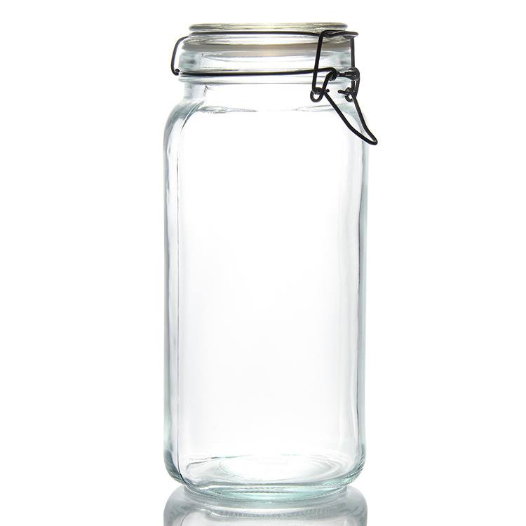 Custom Label Empty Coffee Glass Clamp Jar With Clamp Lids