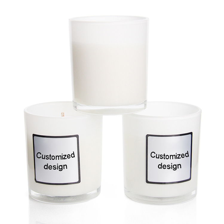 Wholesale Custom Supplies Luxury Sublimation Blanks White Glass Candle Jar With Bamboo Lid