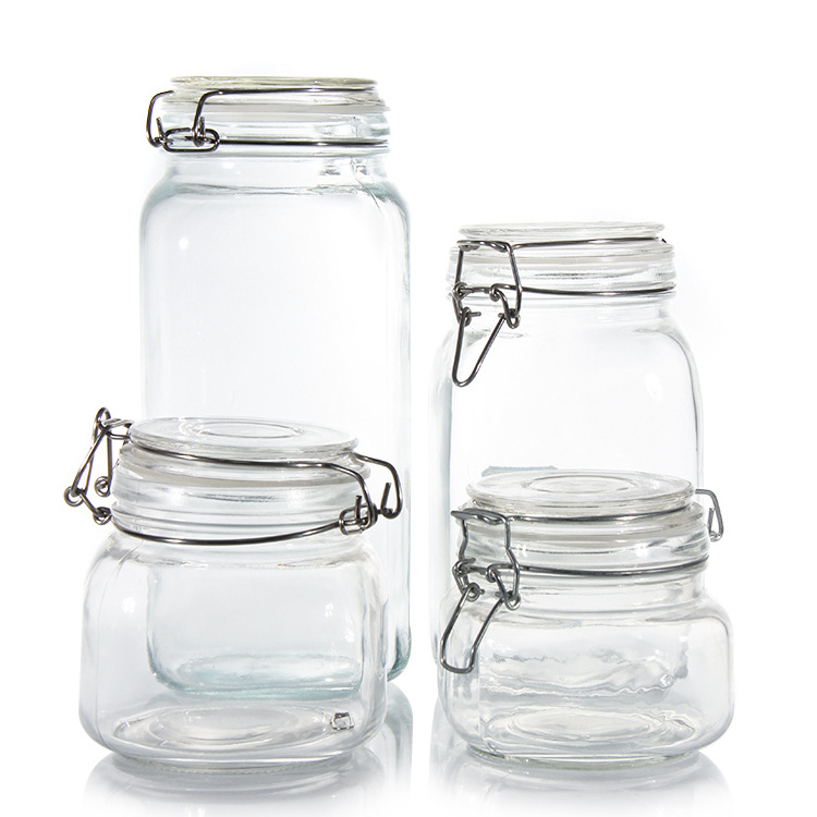 Custom Label Empty Coffee Glass Clamp Jar With Clamp Lids