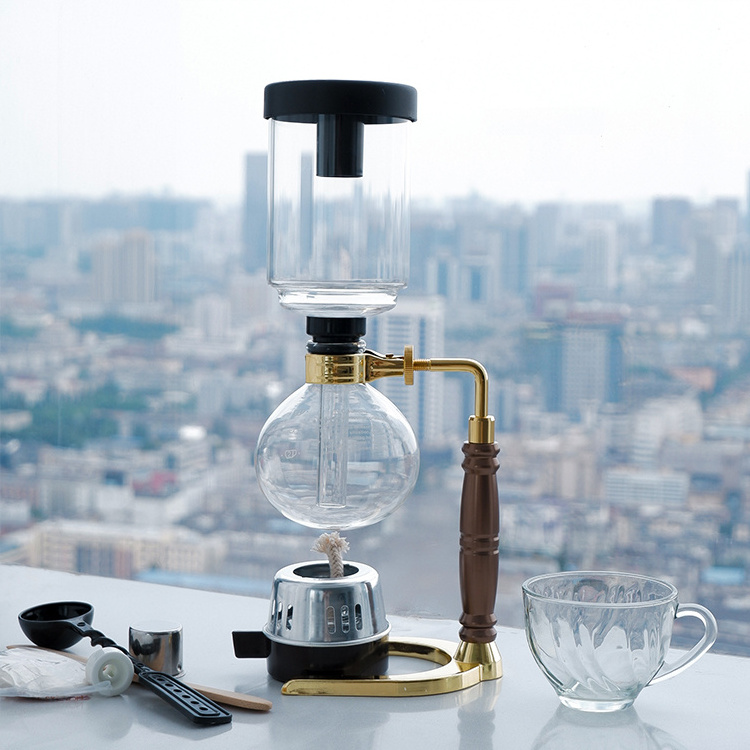 5 Servings Siphon Coffee Maker Set Alcohol Coffee Pot Glass Coffee Pour Over Pot