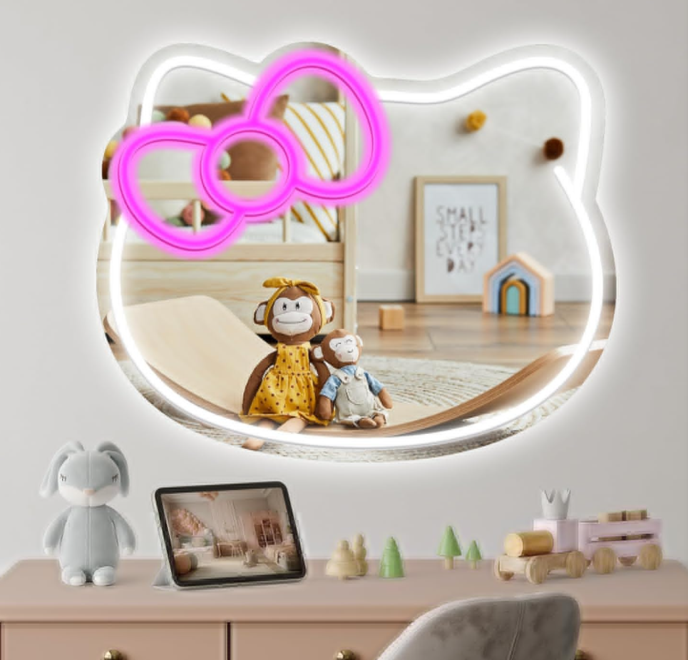 Kitty Cat Neon Sign Personalized Neon light Mirror Vanity Mirror with Led Lights indoor sign mirror Babe acrylic led neon sign