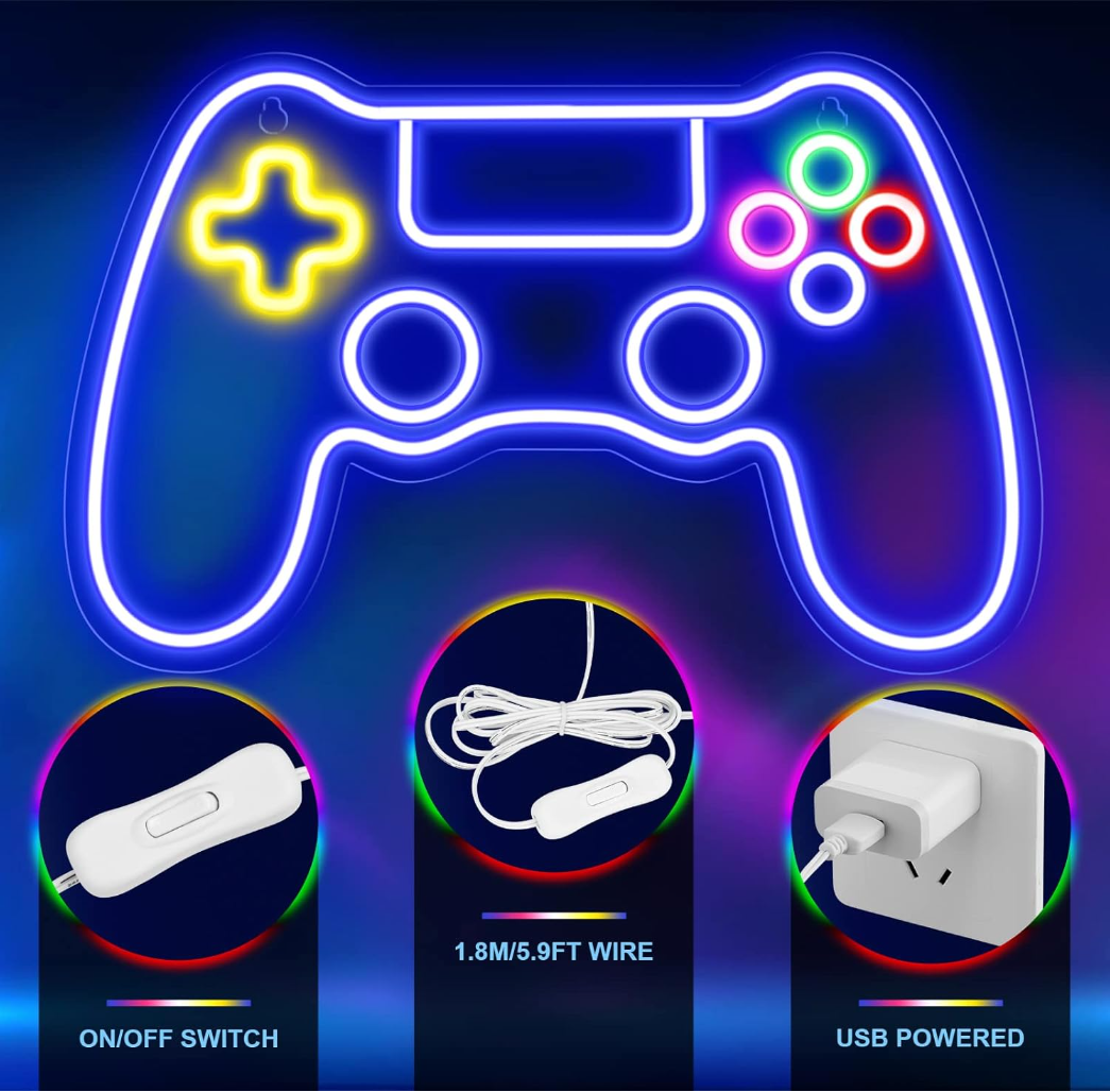 Gamer Neon Sign Game Controller Neon Sign for Gamer Room Decor Gaming Neon Sign for Teen Boy Room Decor