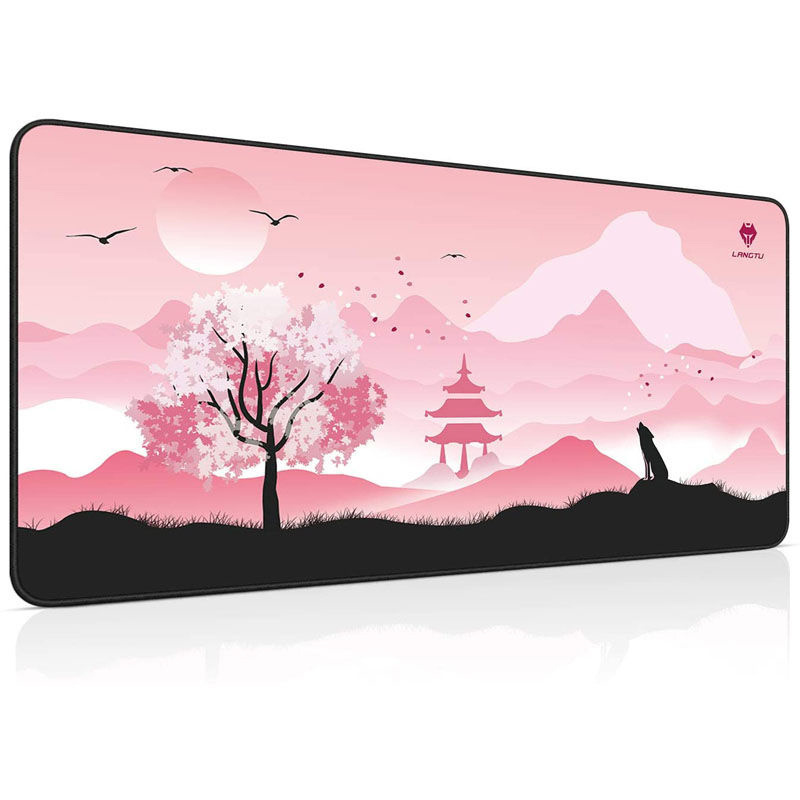 Custom Design Printed Cherry Blossom Large XXL Extended Natural Rubber Microfiber Cloth Gaming Desk Mat Mouse Pad