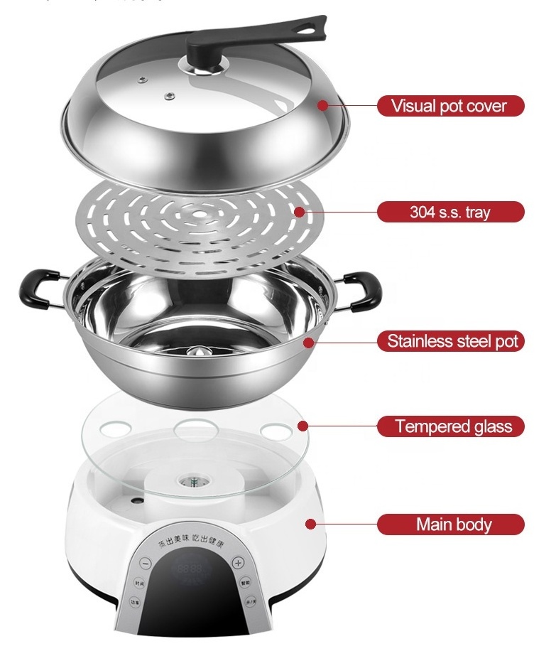 Ideagree SC02 Multi-functions Electric 2250w 5s 120 Degree Steam Seafood Pot Cooking Steamer