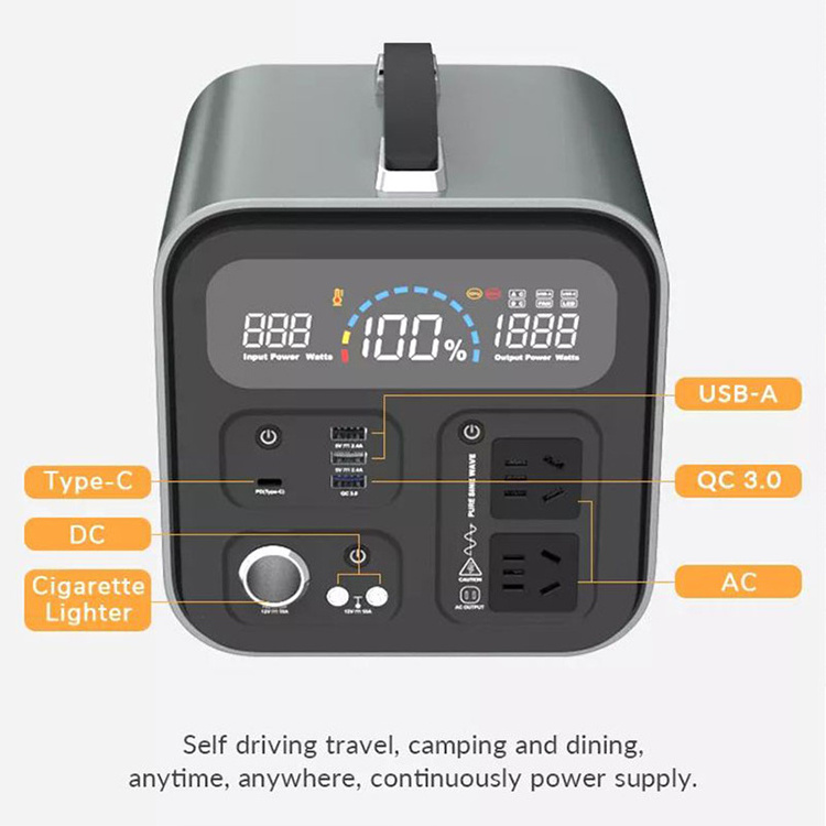 High Quality 1000w A Grade Prismatic Cells Energy Storage Supply Outdoor Camping Solar Portable Power Station Emergency Power