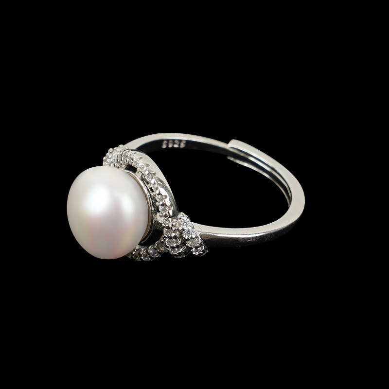 925 Silver 11-12mm 3a Grade Adjustable Fresh Water Freshwater Cultured Large Pearl Ring