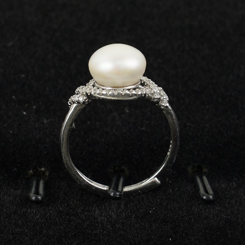 925 Silver 11-12mm 3a Grade Adjustable Fresh Water Freshwater Cultured Large Pearl Ring