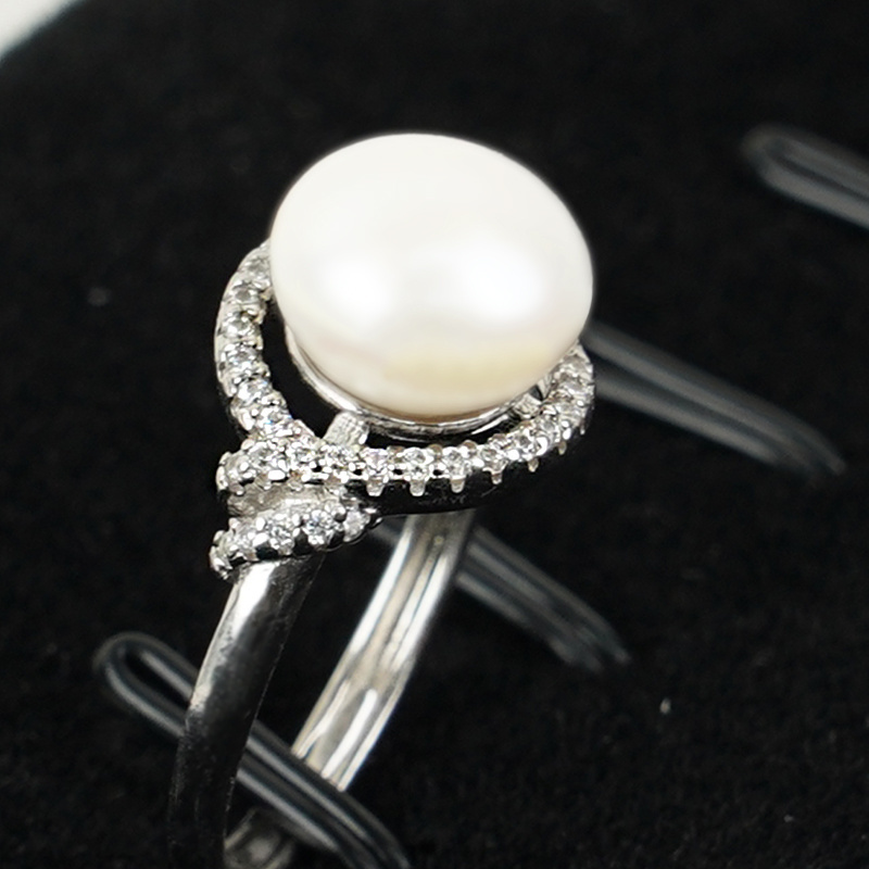 925 Silver 11-12mm 3a Grade Adjustable Fresh Water Freshwater Cultured Large Pearl Ring