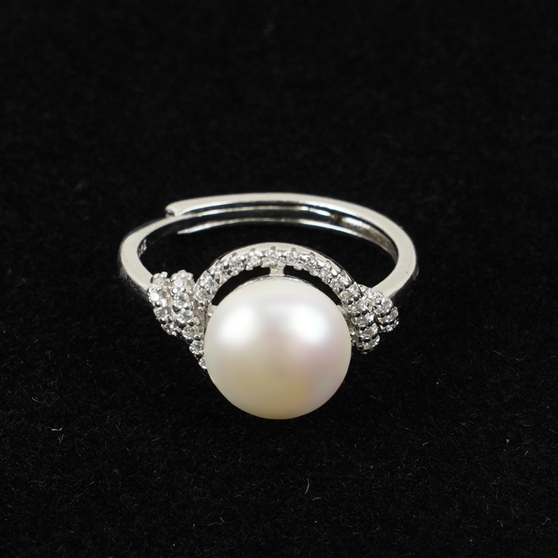 925 Silver 11-12mm 3a Grade Adjustable Fresh Water Freshwater Cultured Large Pearl Ring