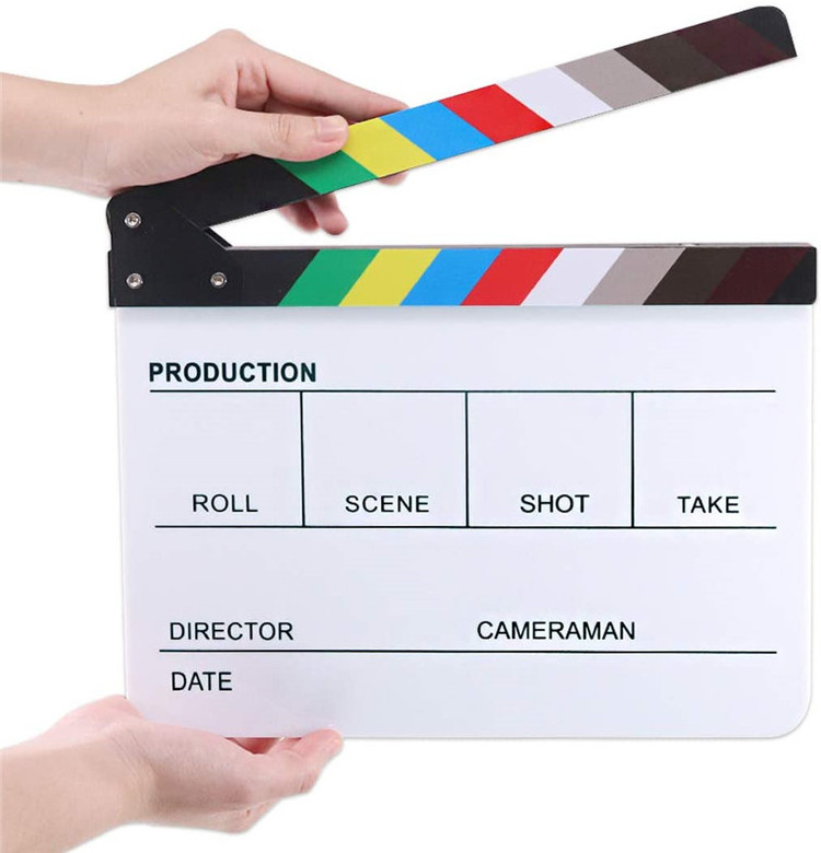 25 x 30 cm 1/5.08 cm x 27.94 Acrylic Dry Erase Director TV Movie Film Clapboard Movie Clapper Board With Colorful Sticks