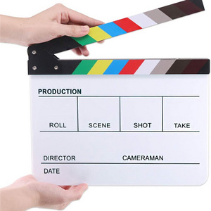 25 x 30 cm 1/5.08 cm x 27.94 Acrylic Dry Erase Director TV Movie Film Clapboard Movie Clapper Board With Colorful Sticks