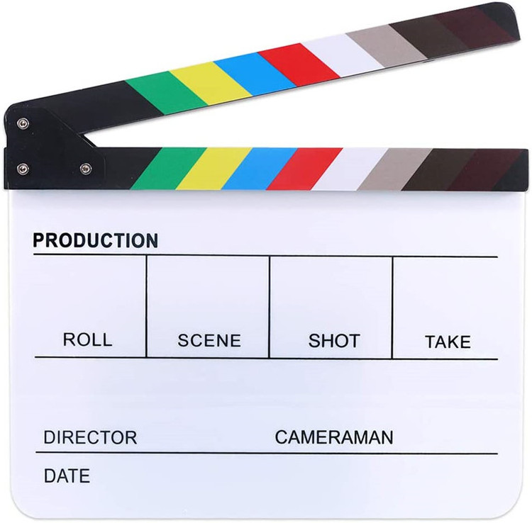 Movie Film Clap Board, Hollywood Clapper Board Wooden Director's Film Movie Clapboard  With Black & White