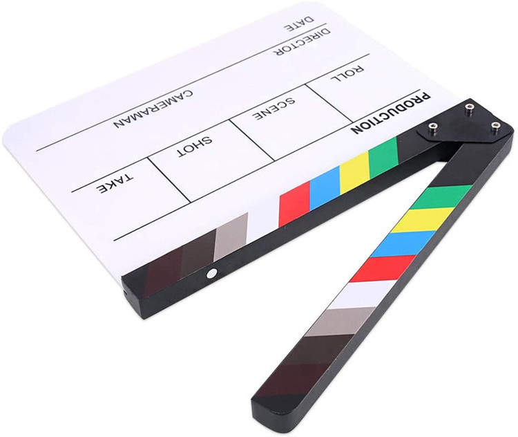 Professional Acrylic Film Movie Clapboard Black White Director Film Slate-board Clapper Board For Movie