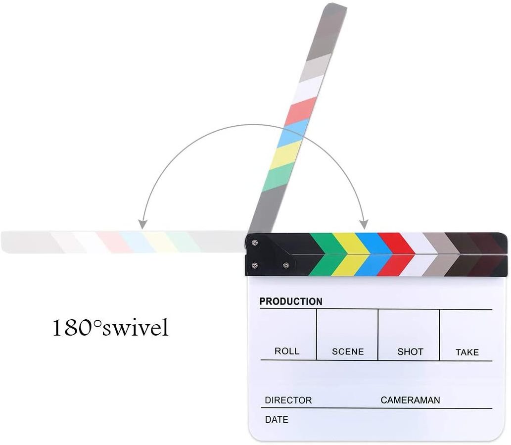 25 x 30 cm 1/5.08 cm x 27.94 Acrylic Dry Erase Director TV Movie Film Clapboard Movie Clapper Board With Colorful Sticks