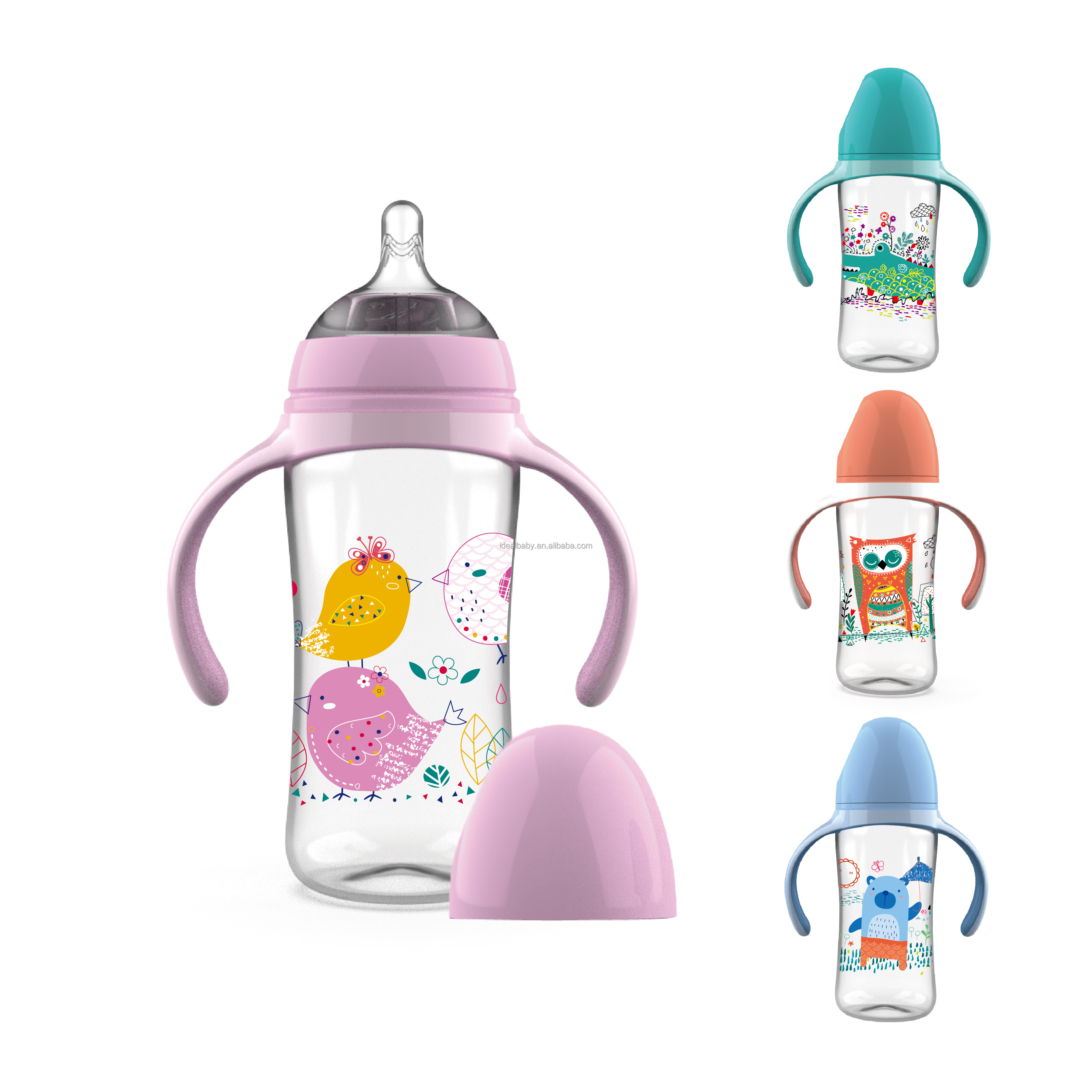 10OZ/300ML PP Wide-Neck Baby Feeding Bottle With Handle, Baby Feeding Bottle,BPA free Baby Feeding Bottle