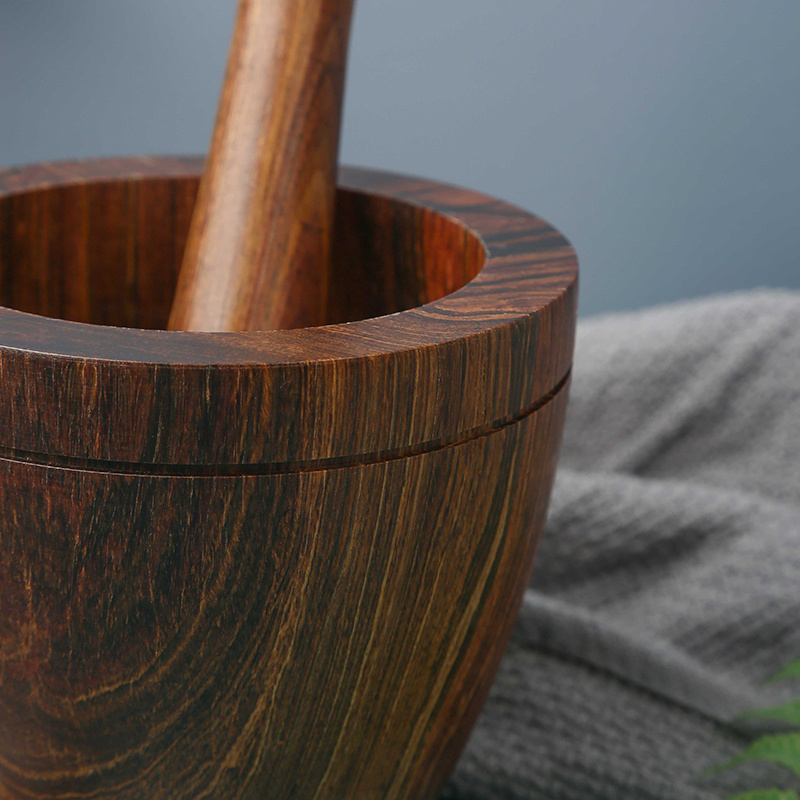 High Quality Handmade Crush Spices Garlic Smasher Spice Herb Grinder Pill Crusher Acacia Wooden Mortar And Pestle Set