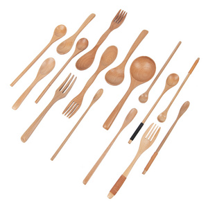 Tableware Spoon and Fork Utensil Factory Supply Eco-friendly Wooden Beech Wood Laser Natural Customized CLASSIC Kitchenware