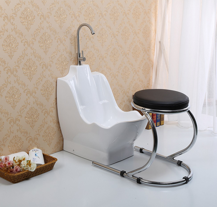 Clean Ceramic Portable Preying Wudu Mate Basin For Sala Wudu Foot Washer With Chair Tab High Quality Wudu Sink