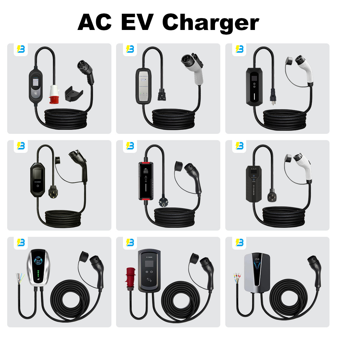 Smart Adjustable 110V High Power Type 1 16A Home 32A 3 Phase 7Kw Level 2 Ac Mobile Electric Car Charging Portable Ev Charger