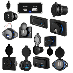 12-24V Outlet 3 ports USB Fast Charger Socket Power Bus Seat Accessories PD3.0 Type-c USB Charger 12 24v car charger usb c