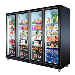 Double Glass Doors Display Freezer for Supermarket Commercial Refrigerator Vertical Freezer