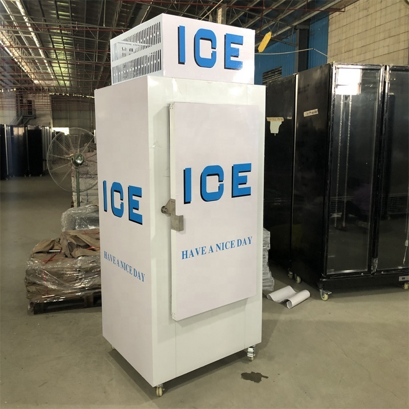 Ice merchandiser outdoor slanted solid door bagged ice storage freezer