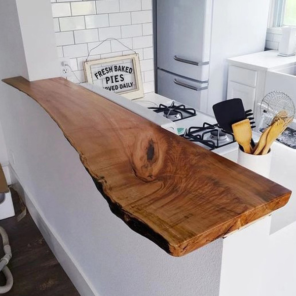 kitchen room live edge wood slab bar table top