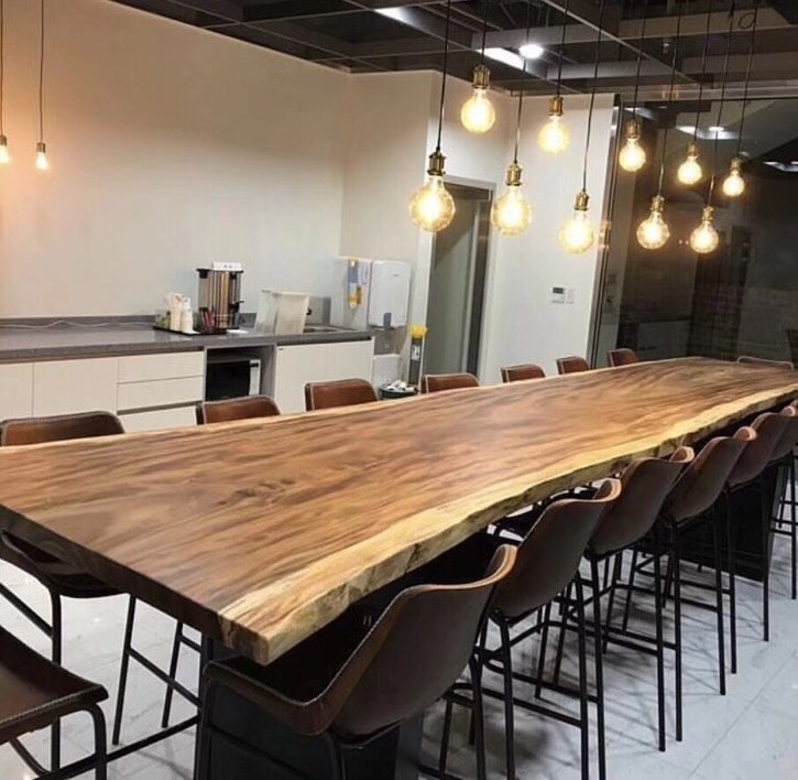 Industrial furniture modern live edge slab Solid Walnut Wood Restaurant Dining Table