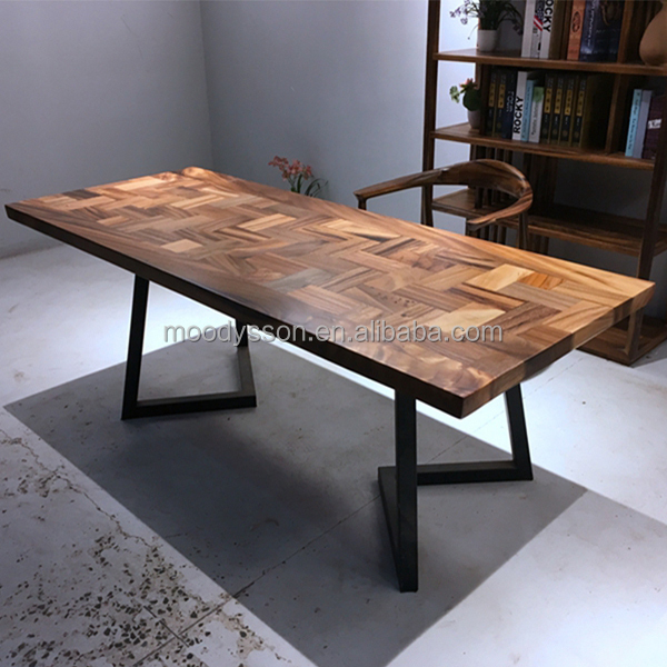 High End Walnut Solid Wood Baroque style With Resin Finger joint Dining Table Resin Slab Coffee Table